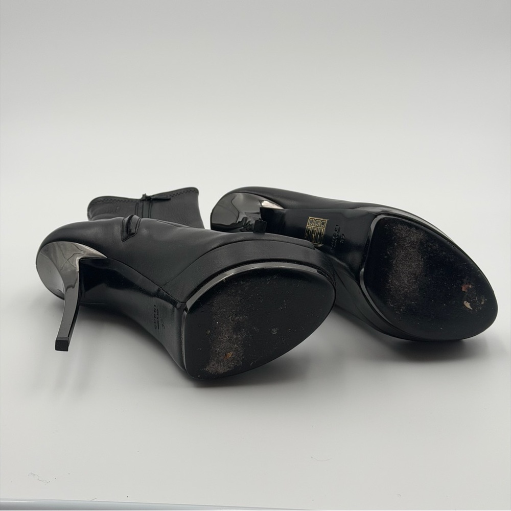 GUCCI BLACK PEEP TOE PLATFORM ANKLE BOOTIES - Picture 6 of 7